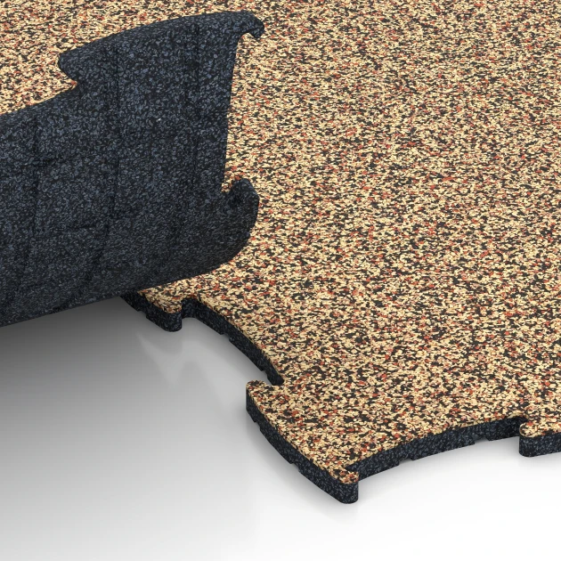 Le gros plan sur le système de connexion des revêtements de sol WARCO 6808 - Sol agility pour chiens en couleur Terracotta. Les dimensions 97,1 x 97,1 × 1,8 cm.