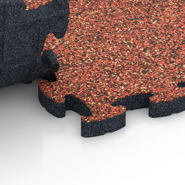 Le gros plan sur le système de connexion des revêtements de sol WARCO 6944 - Dalle de terrasse en couleur Etna. Les dimensions 44,6 x 44,6 × 2,8 cm.