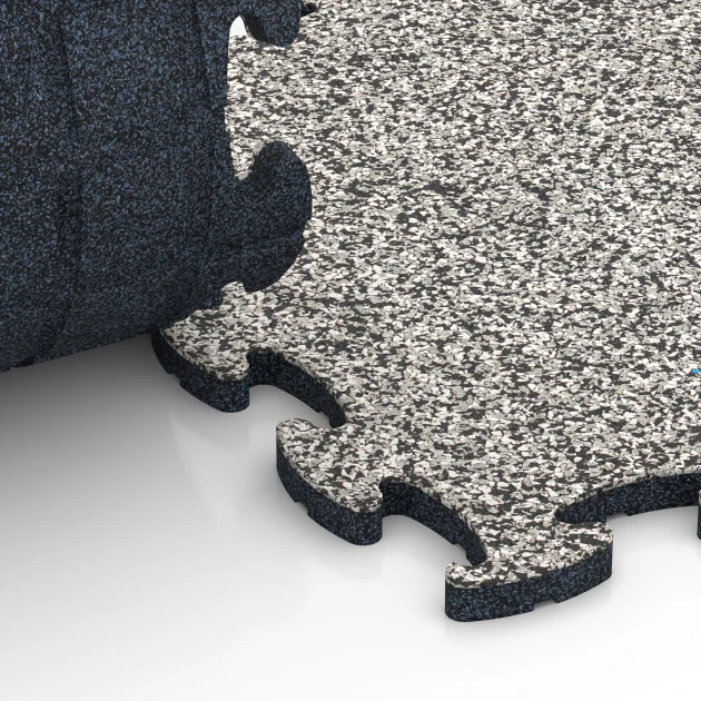Le gros plan sur le système de connexion des revêtements de sol WARCO 6815 - Dalle balcon aspect pierre en couleur Granit gris. Les dimensions 28,9 x 28,9 x 1,8 cm.