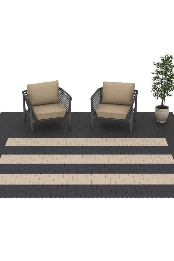 Beispielhafte Verlegung für den Artikel 6329 von WARCO - Motif bloc – Dalle clipsable, Farbton Ardoise in der Abmessung 38,5 x 38,5 x 2 cm.