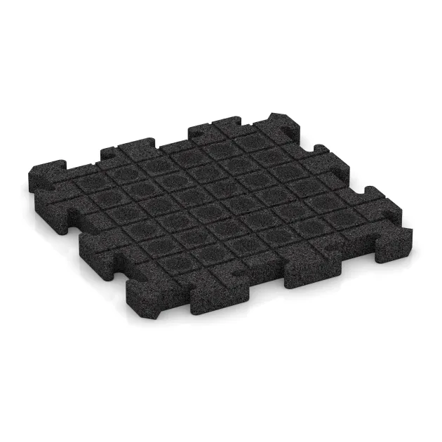 La vue du dessous ou de la face inférieure, c’est-à-dire la face inférieure de la pièce moulée WARCO 4185 - Revêtement sportif en caoutchouc au format 500 x 500 x 40 mm.