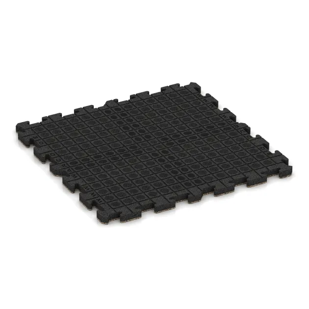 La vue du dessous ou de la face inférieure, c’est-à-dire la face inférieure de la pièce moulée WARCO 5921 - Revêtement de sol clipsable Indoor au format 1000 x 1000 x 40 mm.