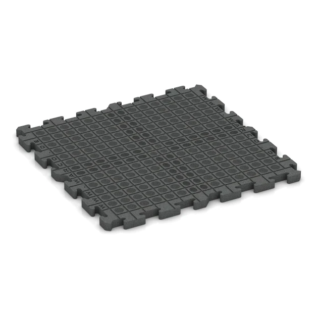 La vue du dessous ou de la face inférieure, c’est-à-dire la face inférieure de la pièce moulée WARCO 3478 - Revêtement d'aire de jeux au format 100 x 100 x 4 cm | 1,00 m².