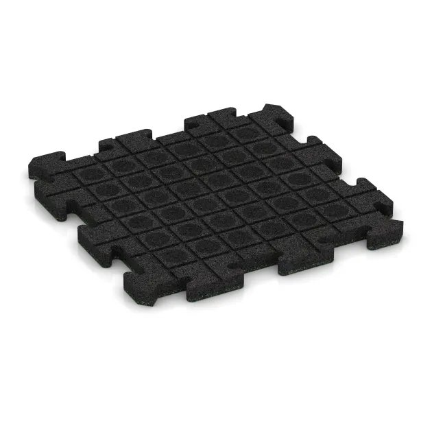 La vue du dessous ou de la face inférieure, c’est-à-dire la face inférieure de la pièce moulée WARCO 5864 - Revêtement de sol clipsable Indoor au format 500 x 500 x 30 mm.