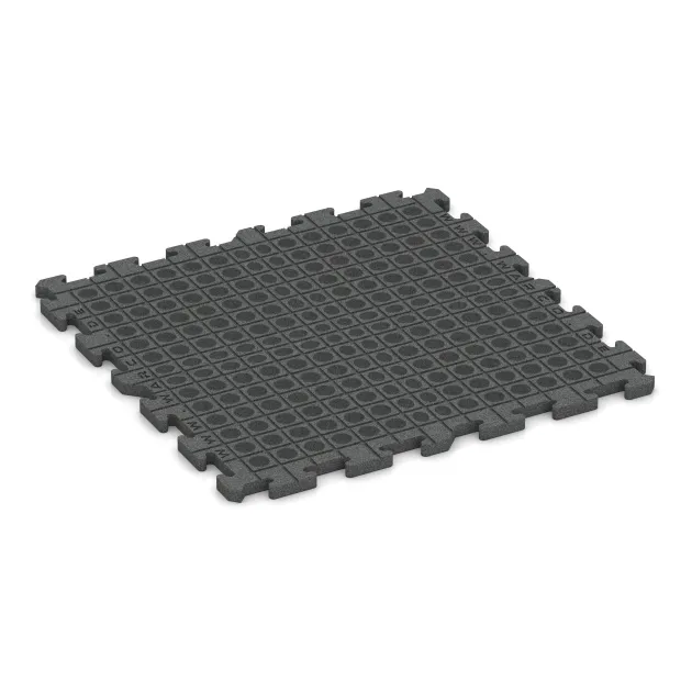 La vue du dessous ou de la face inférieure, c’est-à-dire la face inférieure de la pièce moulée WARCO 3327 - Revêtement d'aire de jeux au format 1000 x 1000 x 30 mm.