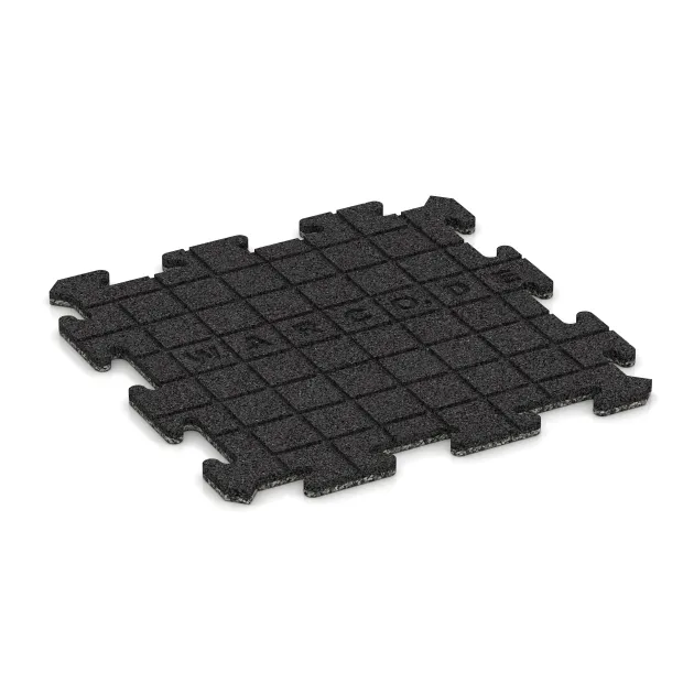 La vue du dessous ou de la face inférieure, c’est-à-dire la face inférieure de la pièce moulée WARCO 5672 - Revêtement de sol clipsable Indoor au format 500 x 500 x 18 mm.