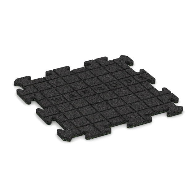 La vue du dessous ou de la face inférieure, c’est-à-dire la face inférieure de la pièce moulée WARCO 4212 - Dalle sportive 1,8 cm au format 50 x 50 x 1,8 cm | 0,25 m².