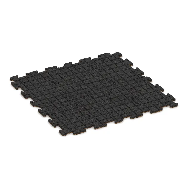 La vue du dessous ou de la face inférieure, c’est-à-dire la face inférieure de la pièce moulée WARCO 3943 - Revêtement sportif pour chiens HD au format 1000 x 1000 x 18 mm.