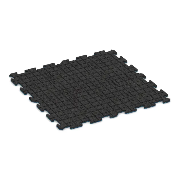 La vue du dessous ou de la face inférieure, c’est-à-dire la face inférieure de la pièce moulée WARCO 4239 - Dalle sportive 1,8 cm au format 1000 x 1000 x 18 mm.