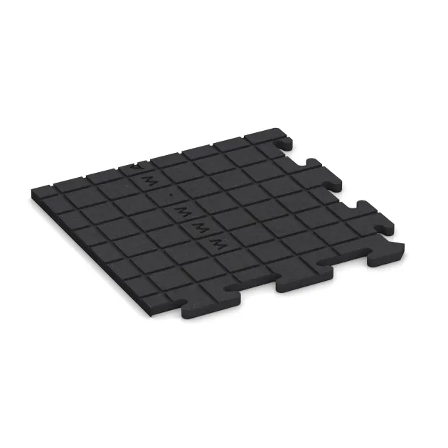 La vue du dessous ou de la face inférieure, c’est-à-dire la face inférieure de la pièce moulée WARCO 4805 - Dalle d’angle HD Fine au format 485 x 485 x 18 mm.