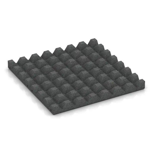 La vue du dessous ou de la face inférieure, c’est-à-dire la face inférieure de la pièce moulée WARCO 3865 - Dalle acoustique au format 500 x 500 x 45 mm.