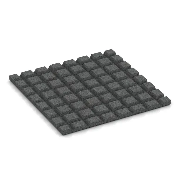 La vue du dessous ou de la face inférieure, c’est-à-dire la face inférieure de la pièce moulée WARCO 0535 - Carrelage extérieur au format 500 x 500 x 25 mm.