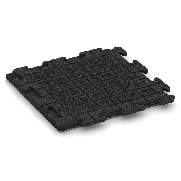 La vue du dessous ou de la face inférieure, c’est-à-dire la face inférieure de la pièce moulée WARCO 5807 - Revêtement de sol événementiel au format 500 x 500 x 40 mm.