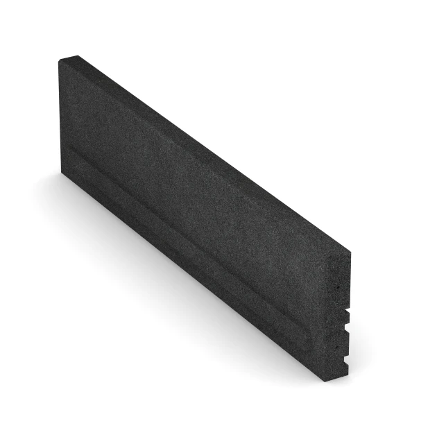La vue du dessous ou de la face inférieure, c’est-à-dire la face inférieure de la pièce moulée WARCO 3784 - Bordure technique au format 100 × 5 × 25 cm.