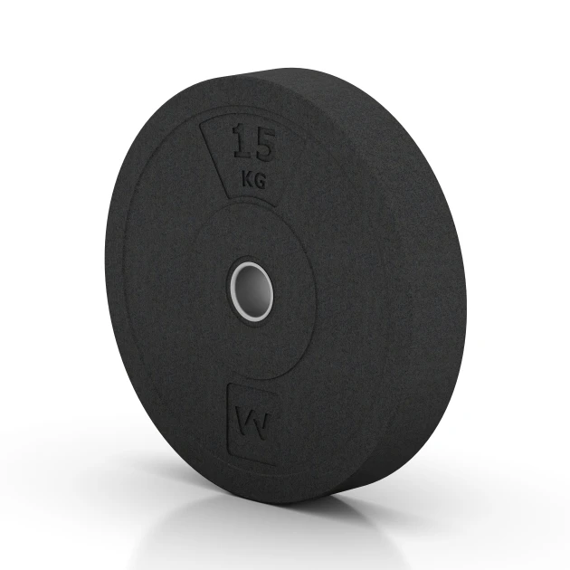 La vue du dessous ou de la face inférieure, c’est-à-dire la face inférieure de la pièce moulée WARCO 6086 - Disque bumper au format 15 kg | ø 45,4 x 8,61 cm.