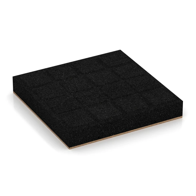 La vue du dessous ou de la face inférieure, c’est-à-dire la face inférieure de la pièce moulée WARCO 6234 - Dalles amortissantes au format 50 x 50 x 8 cm.