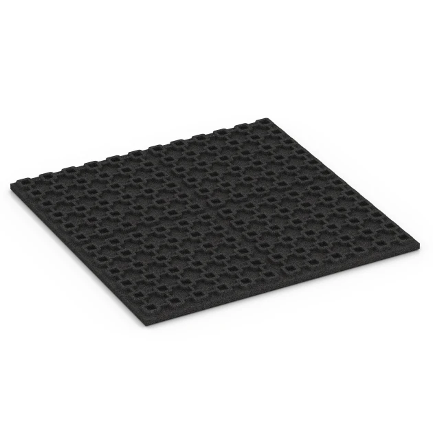 La vue du dessous ou de la face inférieure, c’est-à-dire la face inférieure de la pièce moulée WARCO 6383 - Stallmatte Komfort au format 100 x 100 x 4 cm.