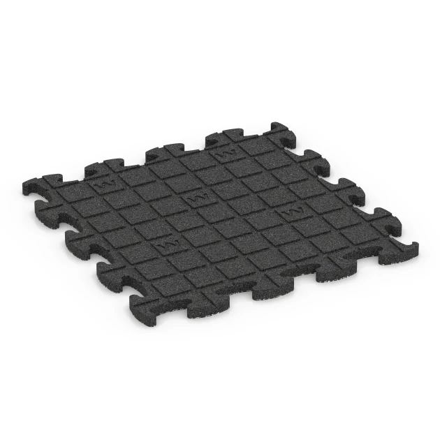 La vue du dessous ou de la face inférieure, c’est-à-dire la face inférieure de la pièce moulée WARCO 6859 - Dalle Fitness Max au format 46 x 46 x 1,8 cm.