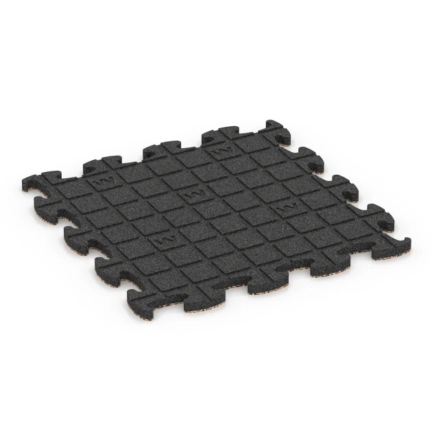 La vue du dessous ou de la face inférieure, c’est-à-dire la face inférieure de la pièce moulée WARCO 6844 - Fitness Active dalle au format 46 x 46 × 2,8 cm.