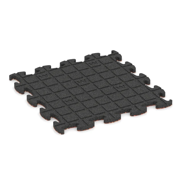 La vue du dessous ou de la face inférieure, c’est-à-dire la face inférieure de la pièce moulée WARCO 6845 - Fitness Active dalle au format 46 x 46 × 2,8 cm.
