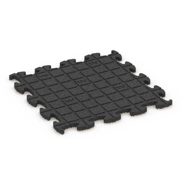 La vue du dessous ou de la face inférieure, c’est-à-dire la face inférieure de la pièce moulée WARCO 6849 - Fitness Active dalle au format 46 x 46 × 2,8 cm.