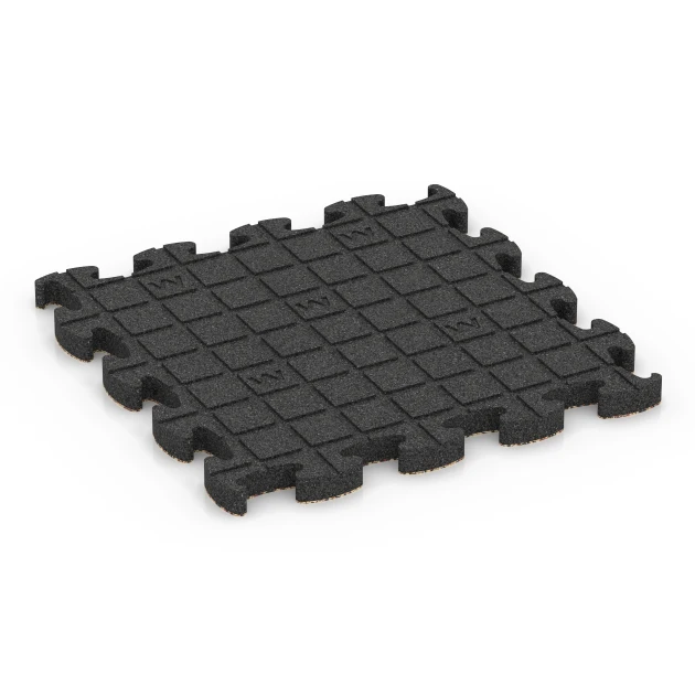 La vue du dessous ou de la face inférieure, c’est-à-dire la face inférieure de la pièce moulée WARCO 6880 - Dalle Fitness Max au format 46 x 46 × 2,8 cm.