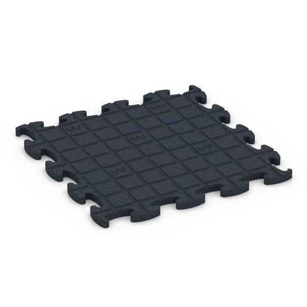 La vue du dessous ou de la face inférieure, c’est-à-dire la face inférieure de la pièce moulée WARCO 6966 - Fitness Premium sol technique au format 45,9 x 45,9 x 1,8.