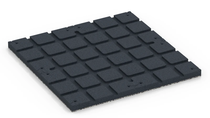 Zones d’appui carrées avec canaux de drainage peu profonds