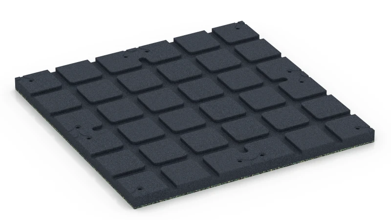 Zones d’appui carrées avec canaux de drainage peu profonds