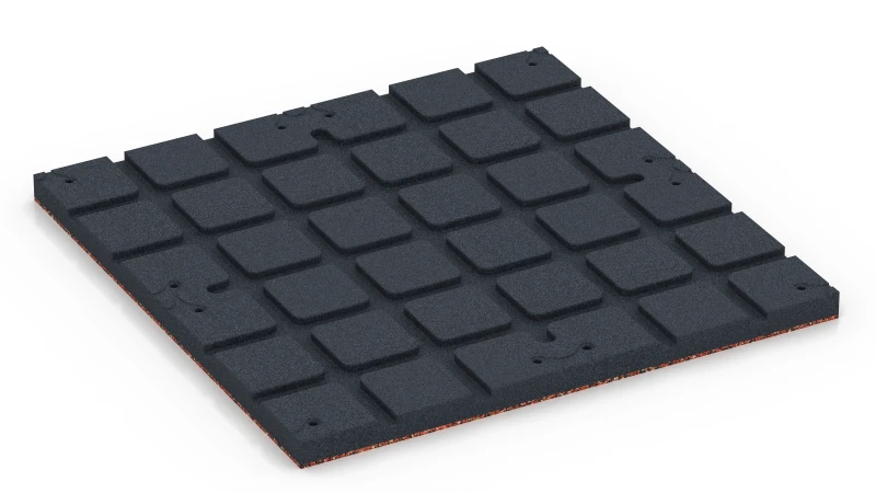 Zones d’appui carrées avec canaux de drainage peu profonds