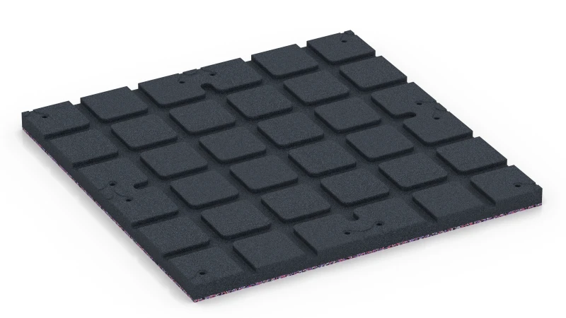Zones d’appui carrées avec canaux de drainage peu profonds