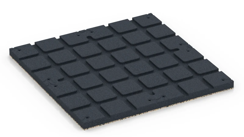 Zones d’appui carrées avec canaux de drainage peu profonds