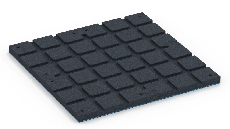 Zones d’appui carrées avec canaux de drainage peu profonds