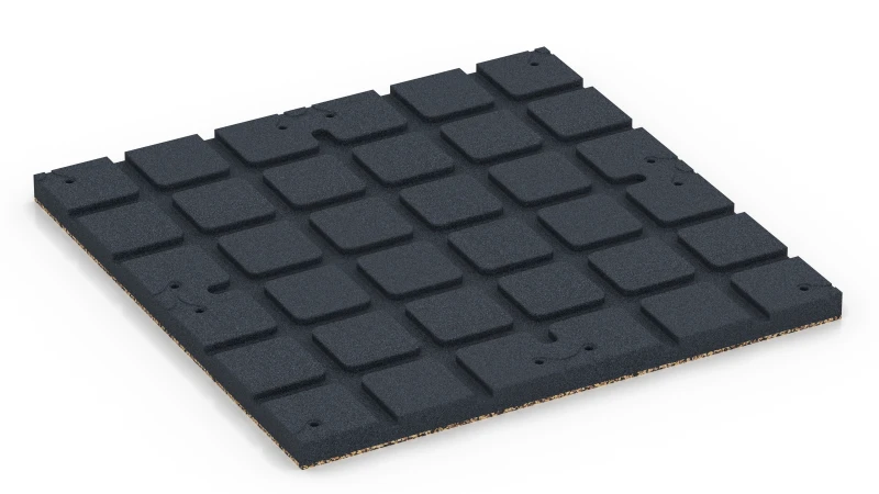 Zones d’appui carrées avec canaux de drainage peu profonds