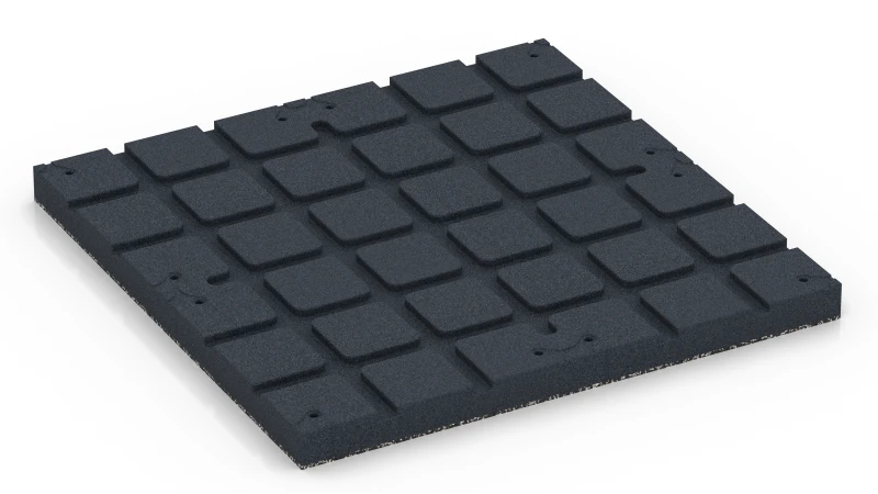 Zones d’appui carrées avec canaux de drainage peu profonds