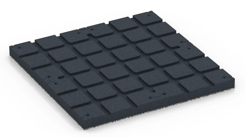 Zones d’appui carrées avec canaux de drainage peu profonds