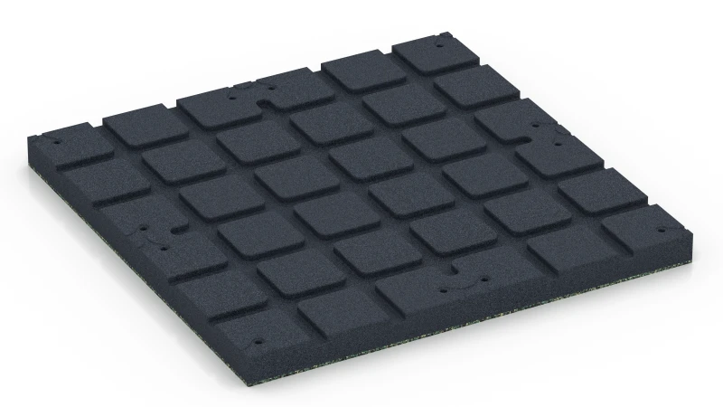 Zones d’appui carrées avec canaux de drainage peu profonds
