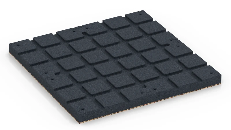 Zones d’appui carrées avec canaux de drainage peu profonds
