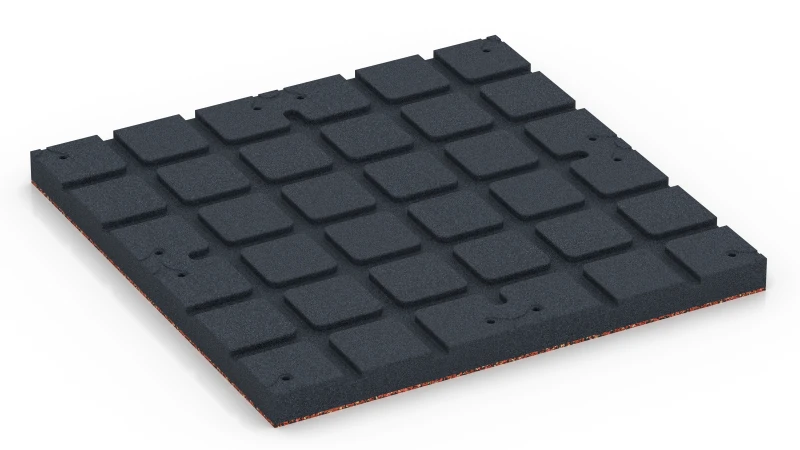Zones d’appui carrées avec canaux de drainage peu profonds