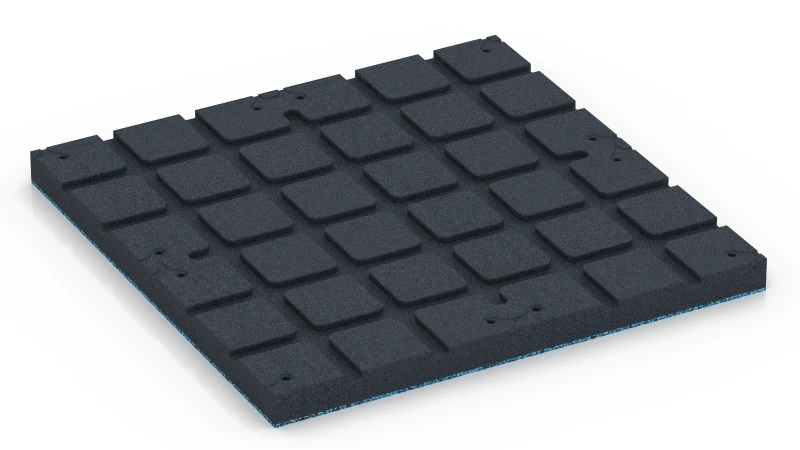 Zones d’appui carrées avec canaux de drainage peu profonds