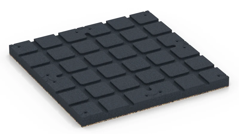Zones d’appui carrées avec canaux de drainage peu profonds