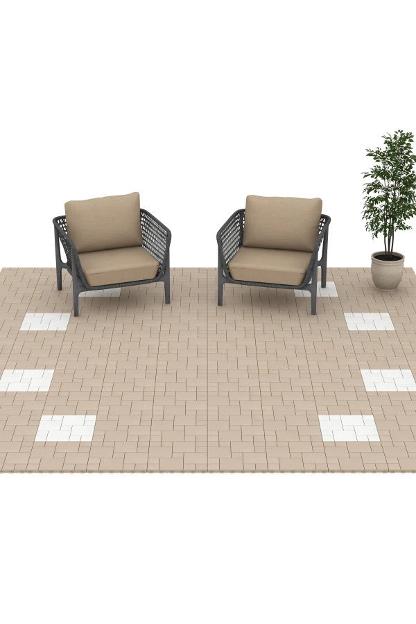 Beispielhafte Verlegung für den Artikel 6331 von WARCO - Motif bloc – Dalle clipsable, Farbton Vanille in der Abmessung 38,5 x 38,5 x 2 cm.