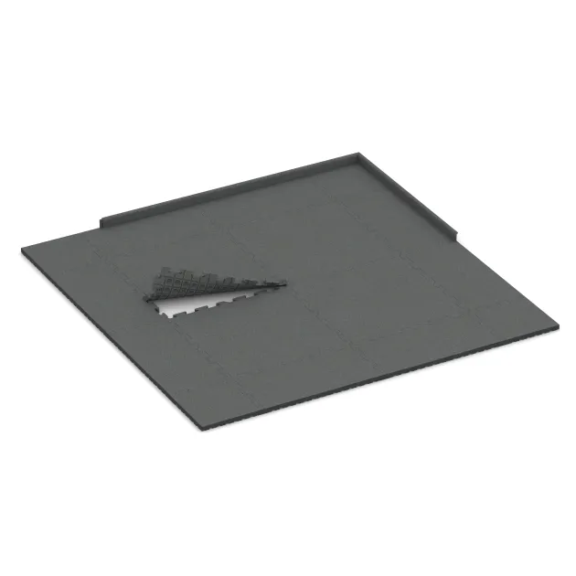 La situation d'installation typique du produit 3484 de WARCO - Tapis de Protection Fitness HD, en couleur Gris ardoise dans les dimensions 1000 x 1000 x 40 mm.