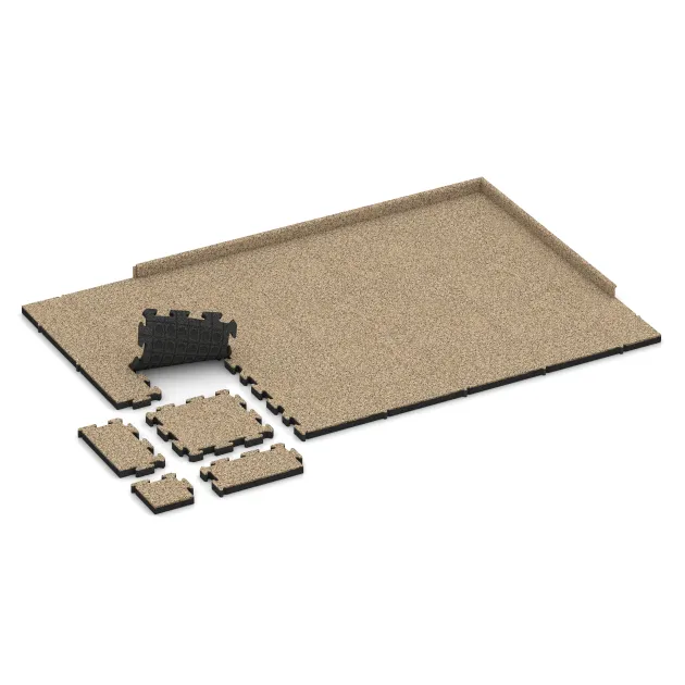La situation d'installation typique du produit 4167 de WARCO - Revêtement sportif en caoutchouc HD, en couleur Travertin dans les dimensions 500 x 500 x 50 mm.