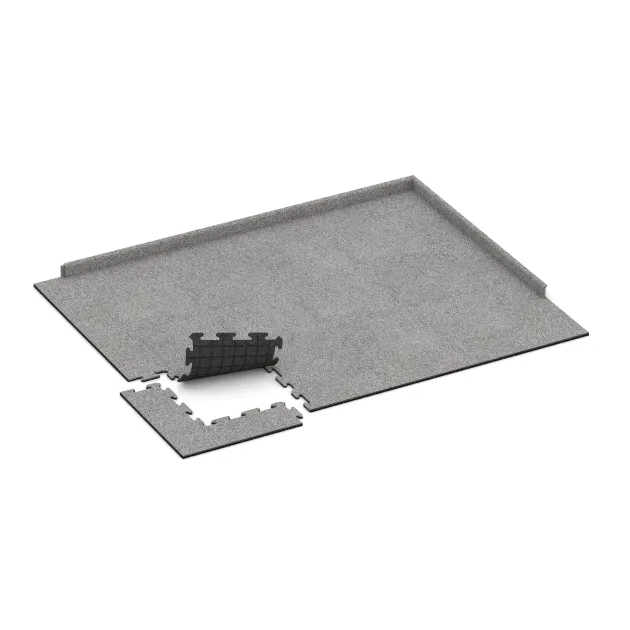 La situation d'installation typique du produit 4585 de WARCO - Dalle sportive 1,8 cm, en couleur Gris mélange dans les dimensions 500 x 500 x 18 mm.