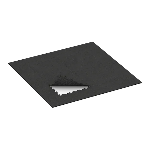 La situation d'installation typique du produit 0370 de WARCO - Tapis de fitness 18 mm, en couleur Anthracite dans les dimensions 1000 x 1000 x 18 mm.