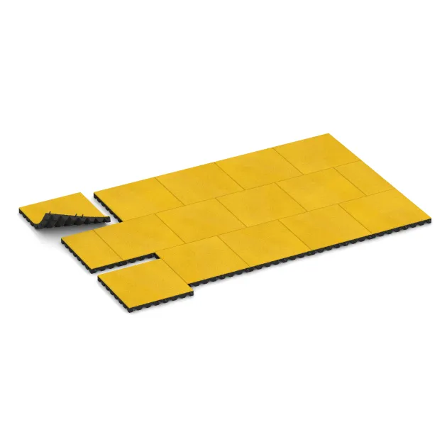 La situation d'installation typique du produit 5537 de WARCO - Dalle amortissante 4,5 cm - EN 1177 ≤ 135 cm, en couleur Jaune Citron dans les dimensions 500 x 500 x 45 mm.