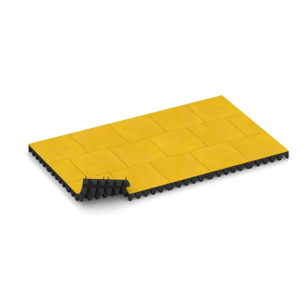 La situation d'installation typique du produit 5637 de WARCO - Dalle amortissante 10 cm - EN 1177 ≤ 300 cm, en couleur Jaune Citron dans les dimensions 500 x 500 x 100 mm.