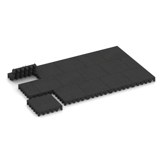 La situation d'installation typique du produit 3836 de WARCO - Dalle antichoc, en couleur Noir dans les dimensions 500 x 500 x 100 mm.