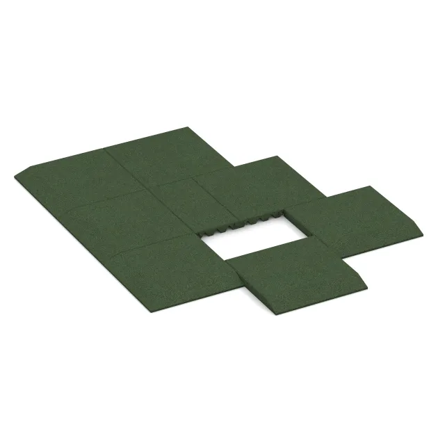 La situation d'installation typique du produit 0434 de WARCO - Dalle latérale (un côté biseauté), en couleur Vert gazon dans les dimensions 500 x 500 x 45 mm.